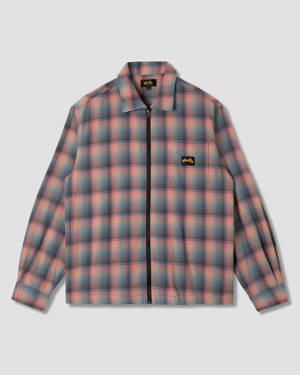 Camisa con cremallera - Cuadros rosa/verde azulado