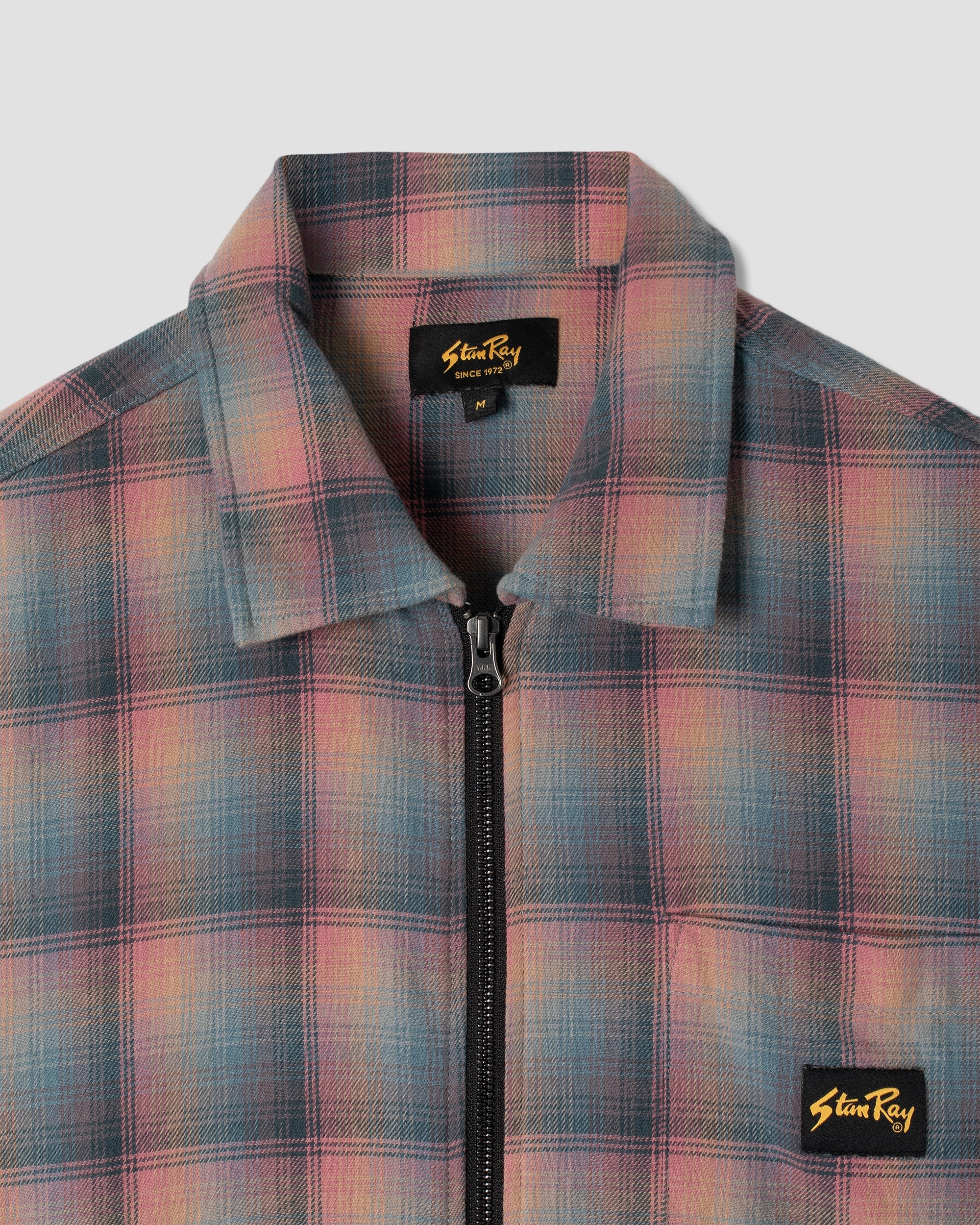 Camisa con cremallera - Cuadros rosa/verde azulado