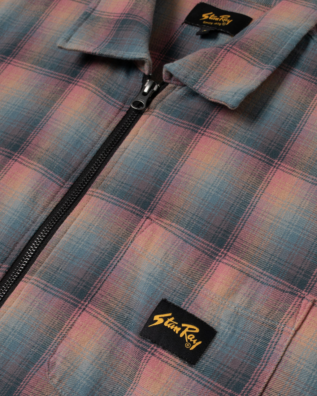 Camisa con cremallera - Cuadros rosa/verde azulado