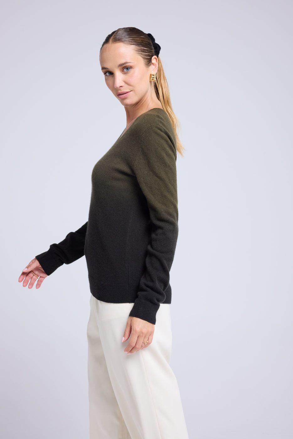 Jersey Cuello de Pico Dip Dye Zip - Verde