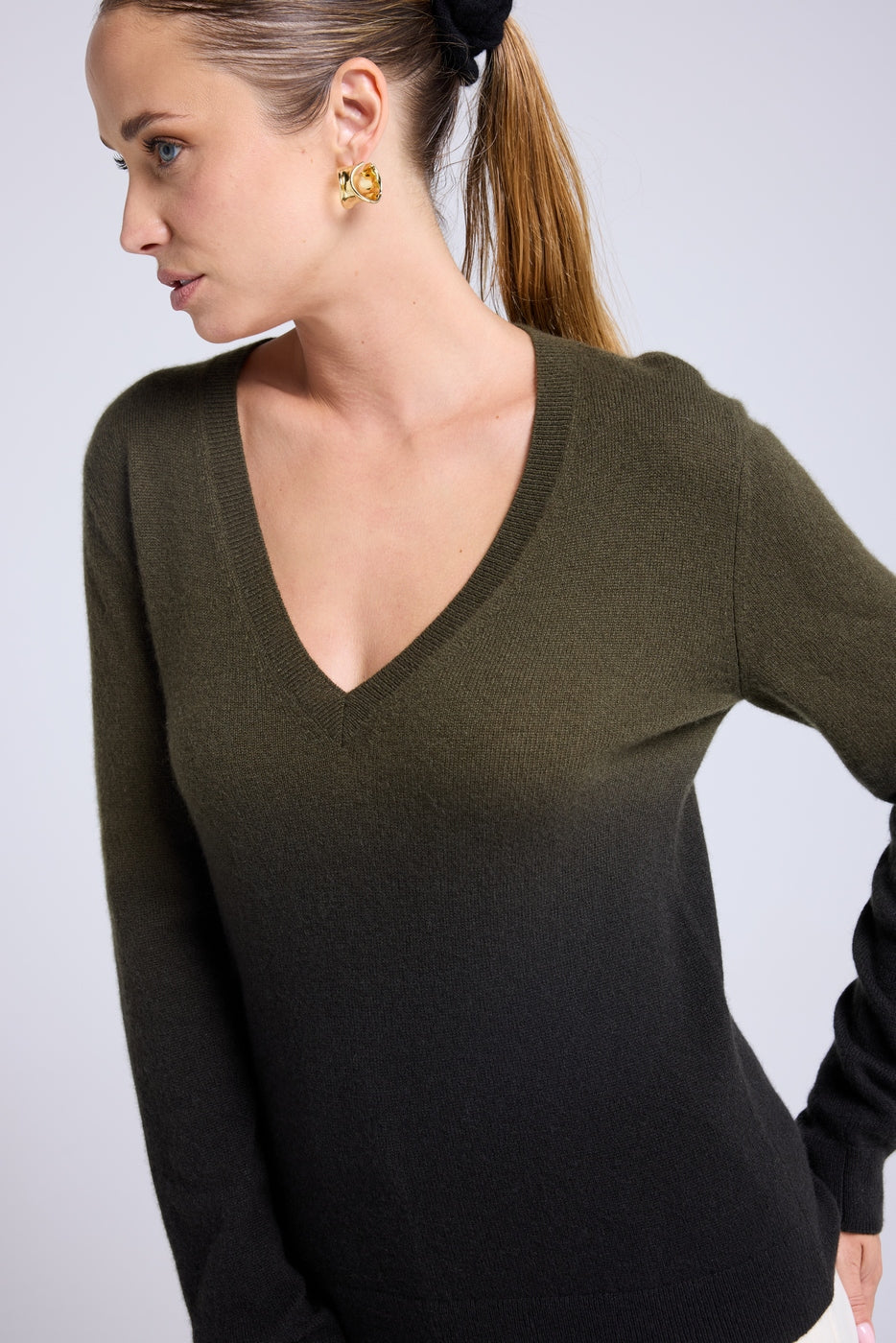 Jersey Cuello de Pico Dip Dye Zip - Verde