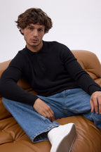 Pull Col Polo Zizou - Noir - Homme