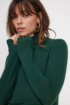 Pull Col Roule Zoe - Vert Bouteille