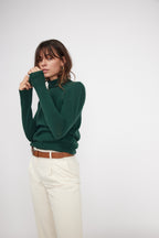 Pull Col Roule Zoe - Vert Bouteille