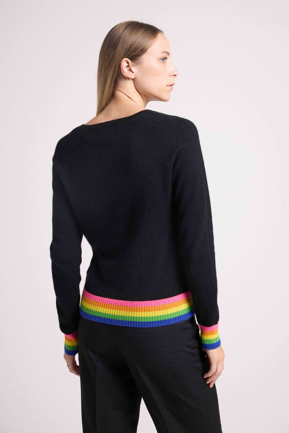 Pull Col V Arc En Ciel Rib Zora - Noir