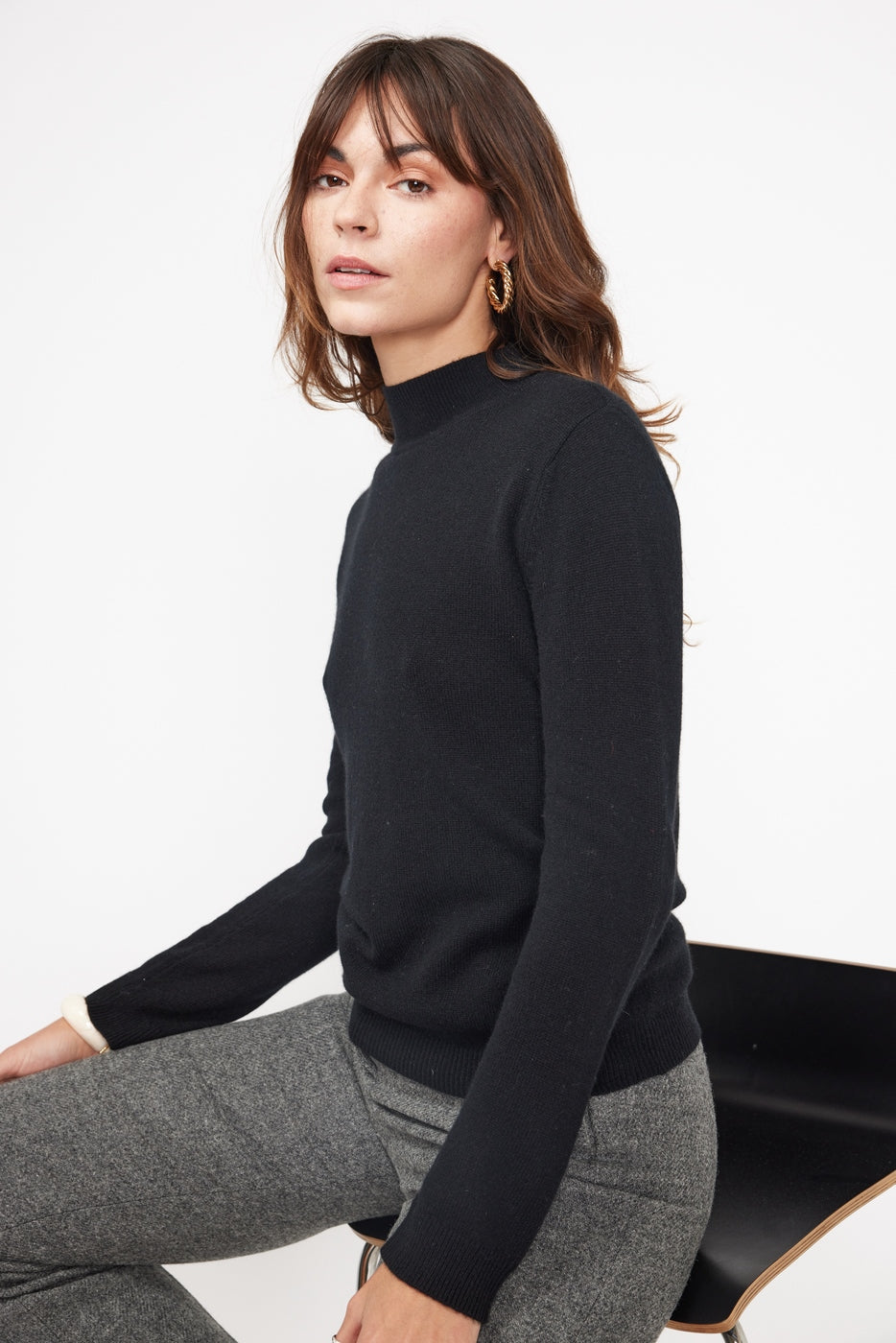 Zuella Funnel Neck Jumper - Black