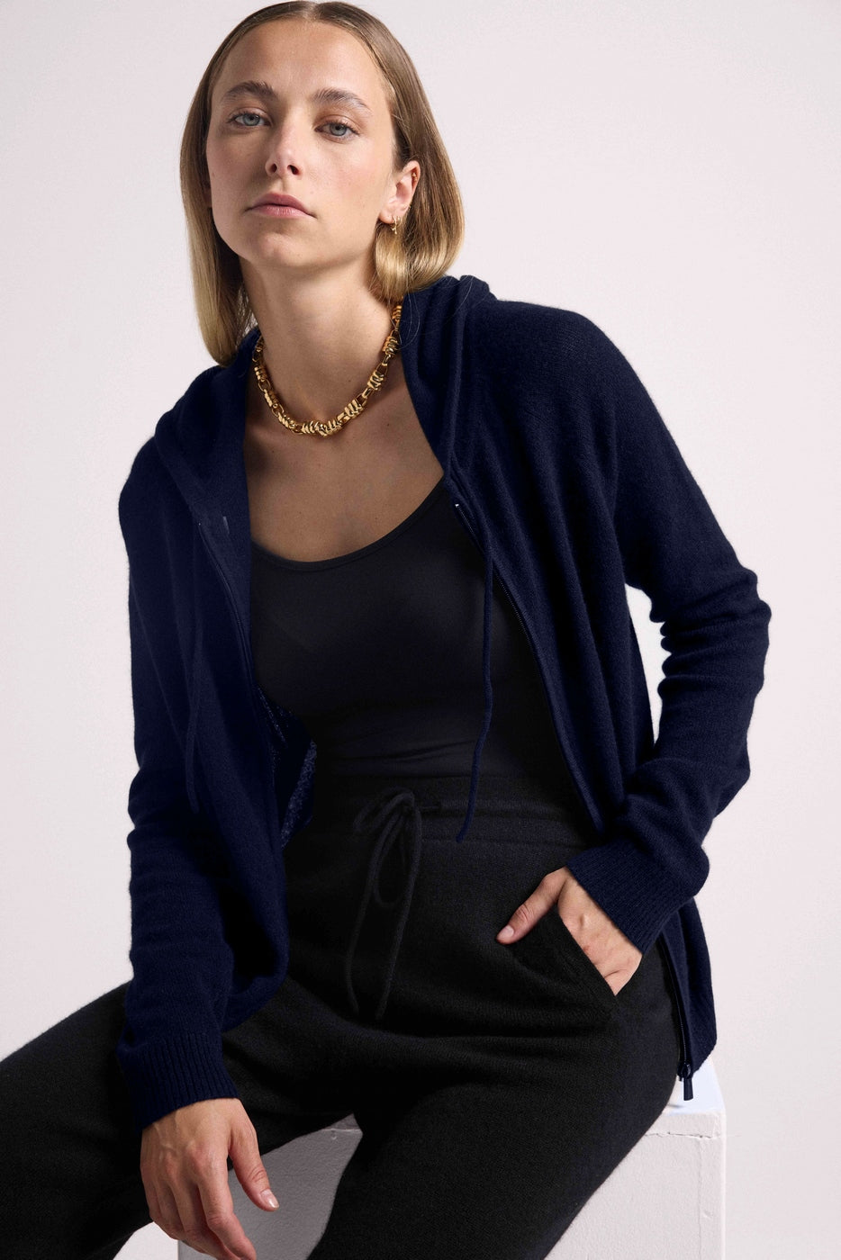 Zuma Zip-Up Hooded Sweatshirt - Navy Blue