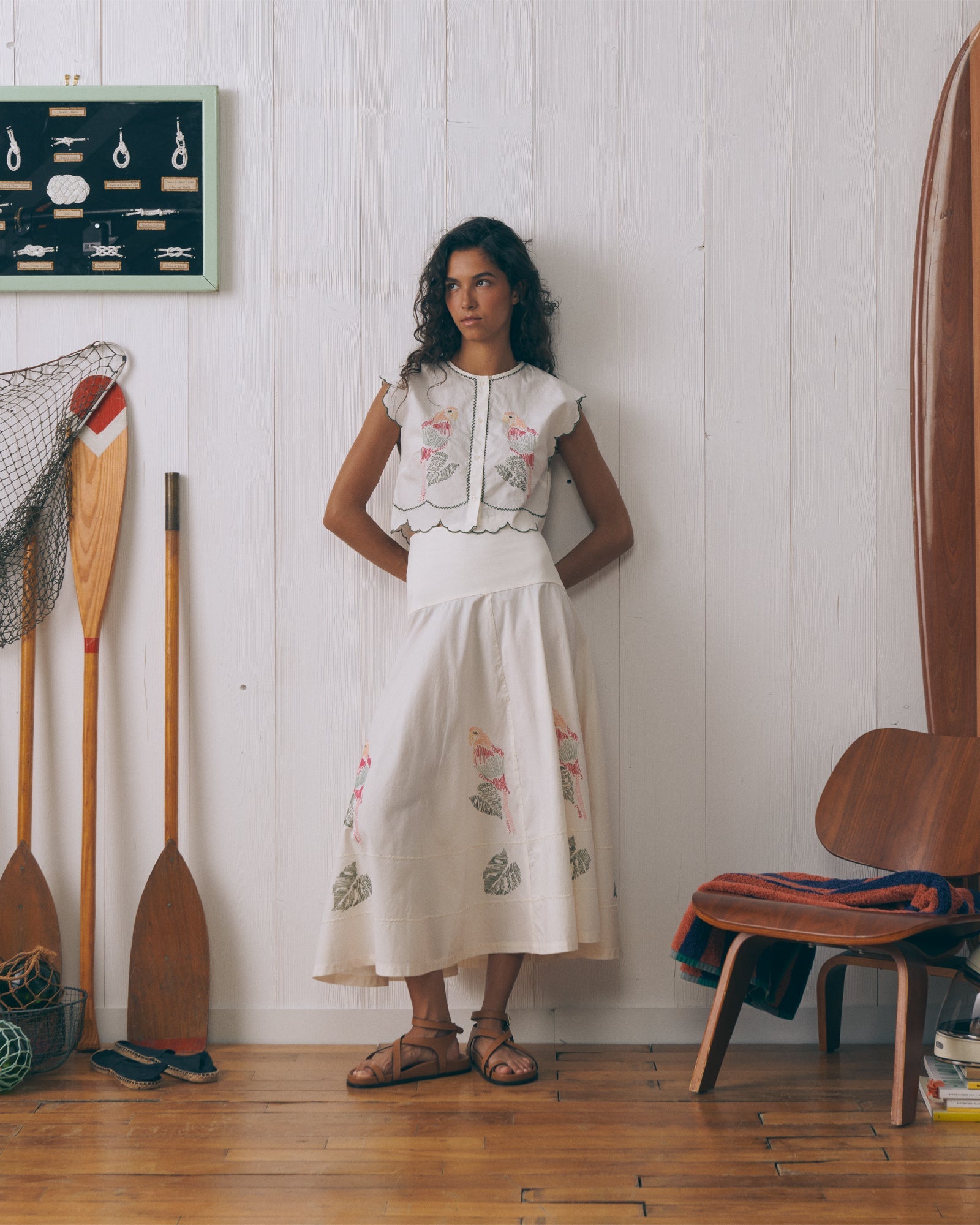 Chemise Parrots "Linen And Cotton" Bessin