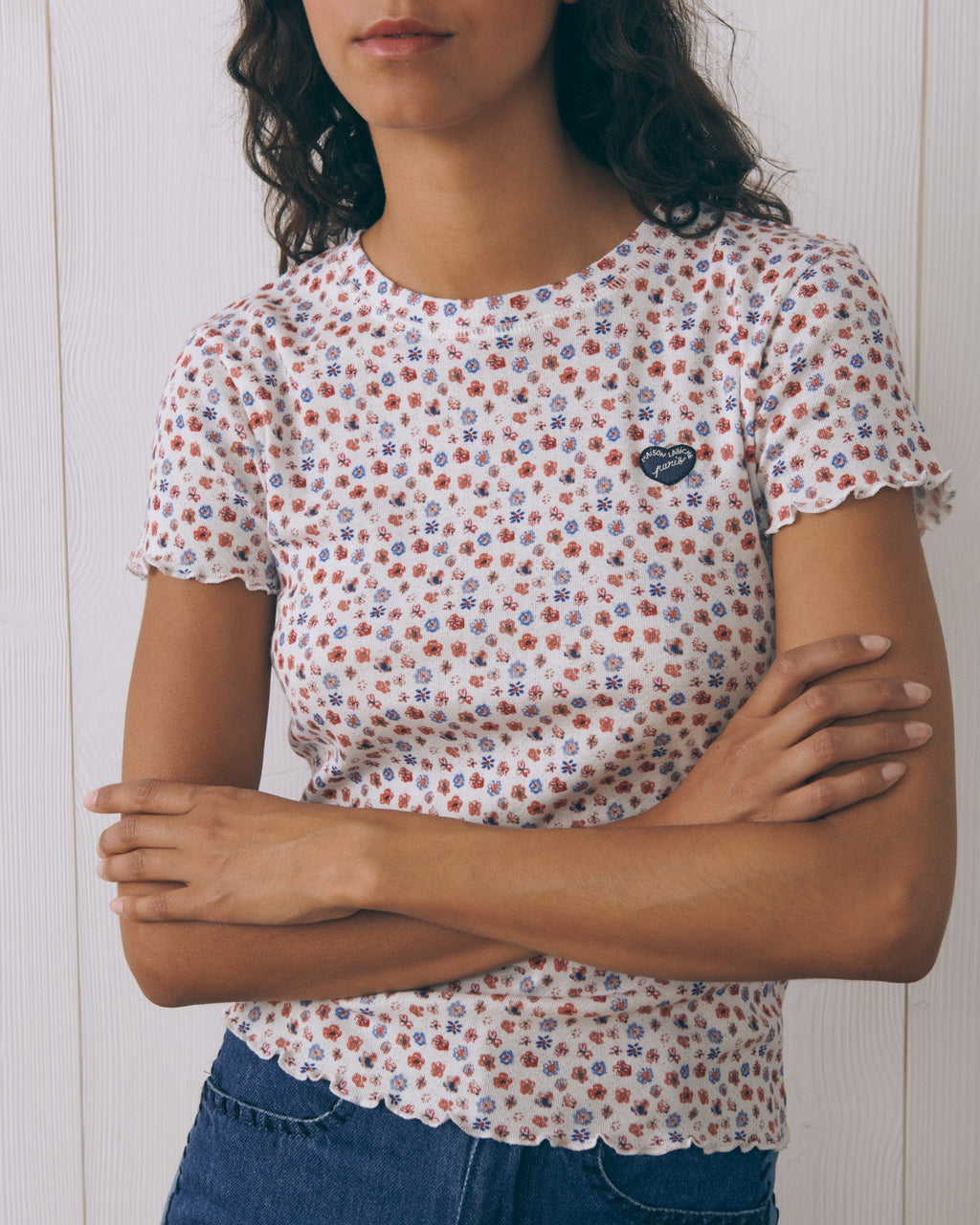 Ribbed "Patch Coeur" Folies T-Shirt