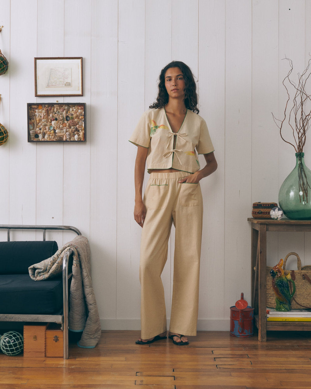 Chemise Parrots "Linen And Cotton" Veneur