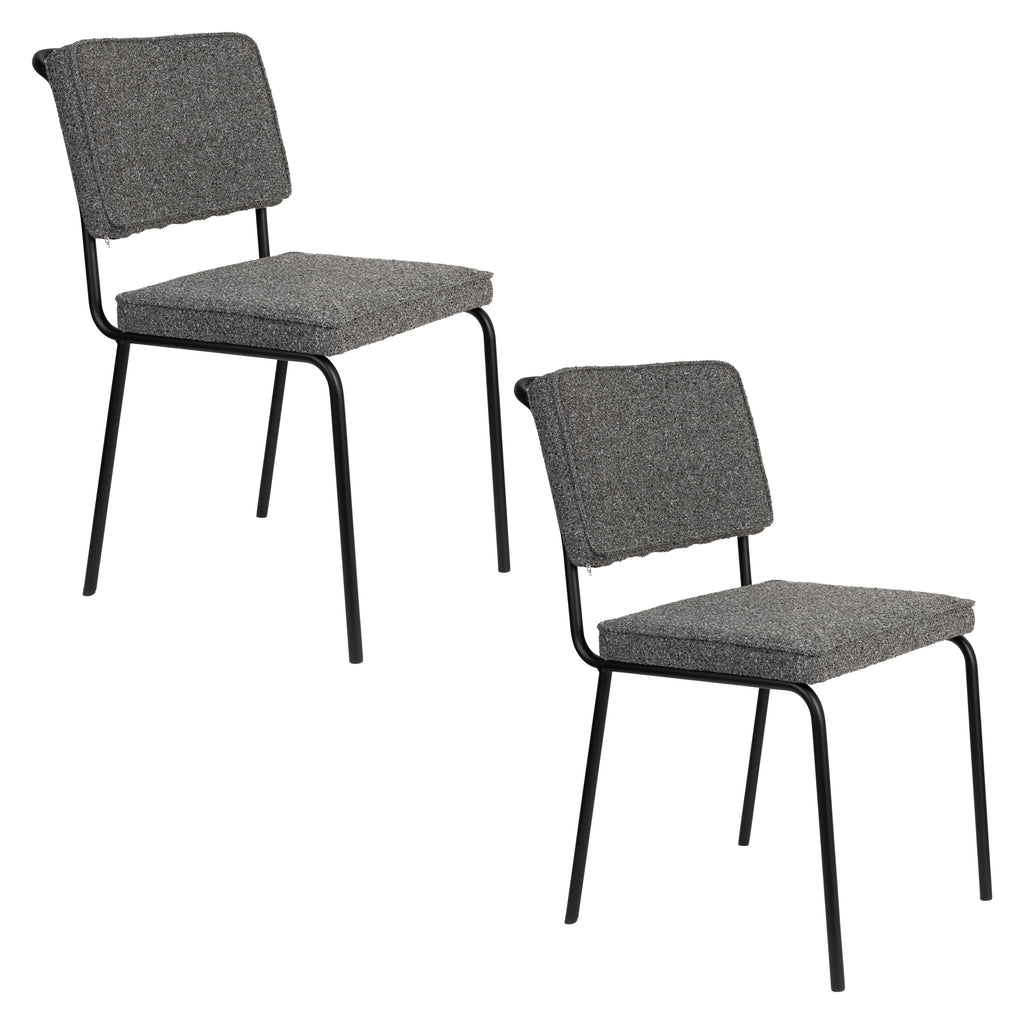Buddy - Lot De 2 Chaises De Salle À Manger - Tissu - Noir