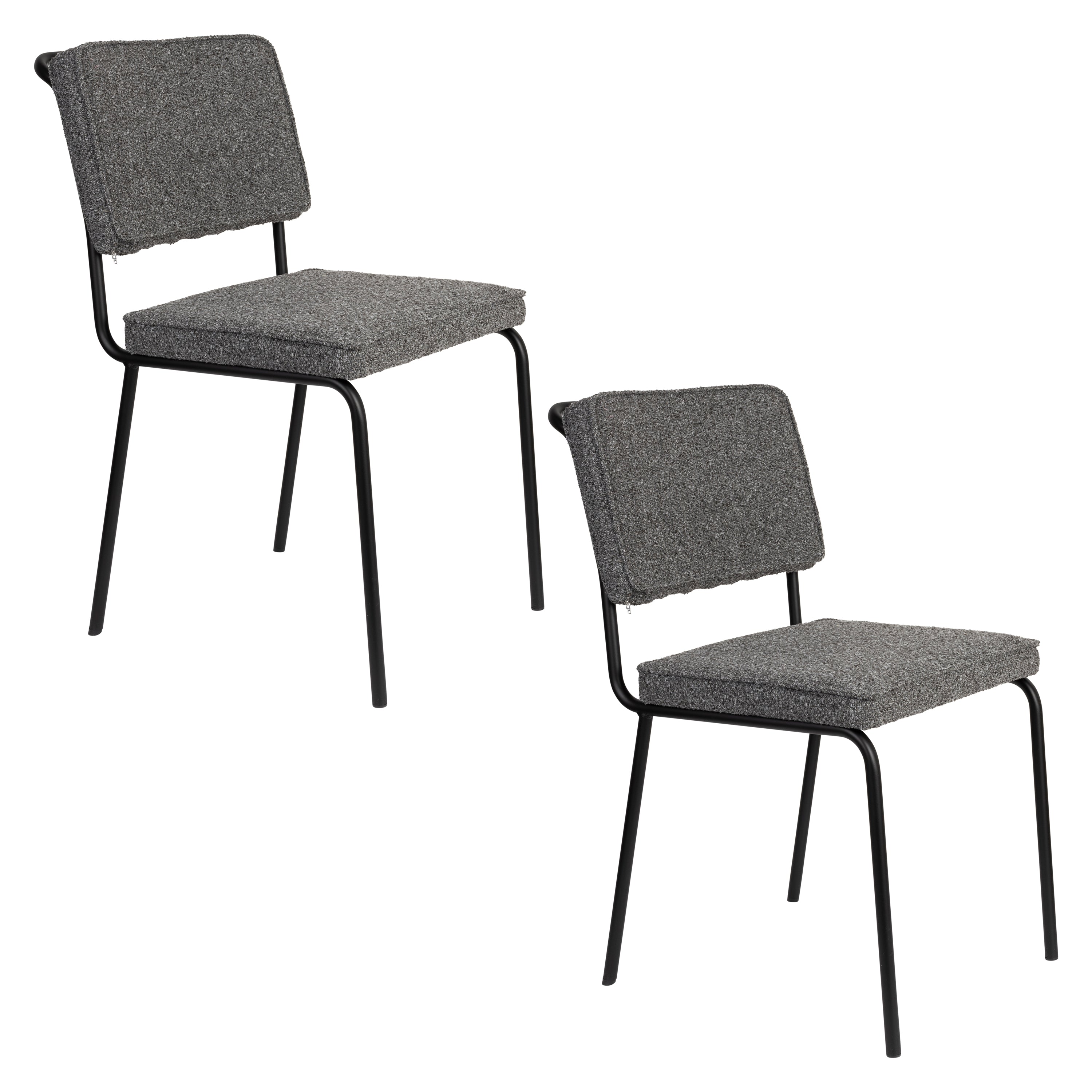 Buddy - Lot De 2 Chaises De Salle À Manger - Tissu - Noir