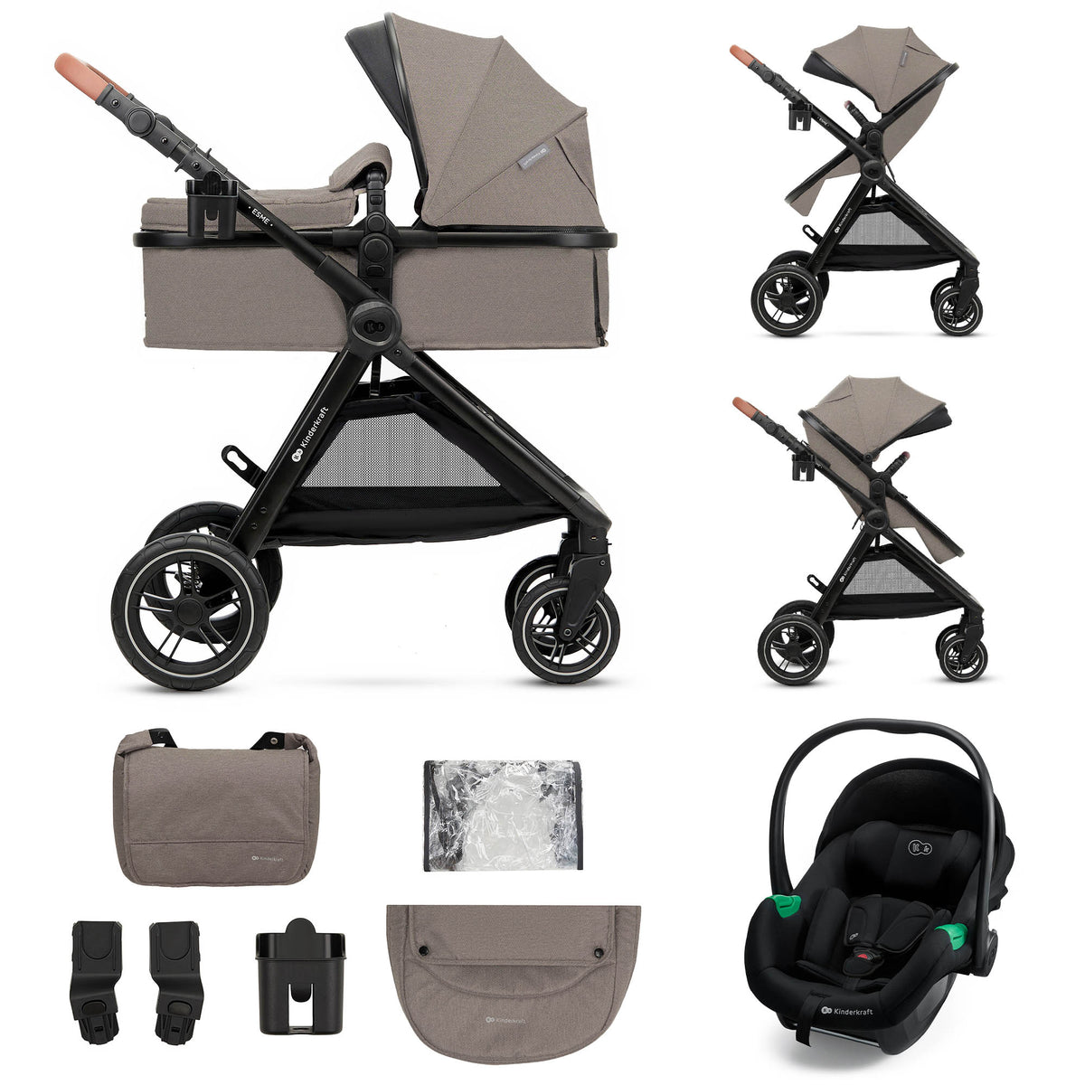 Esme Pro Beige 3-in-1 Multifunctional Pushchair