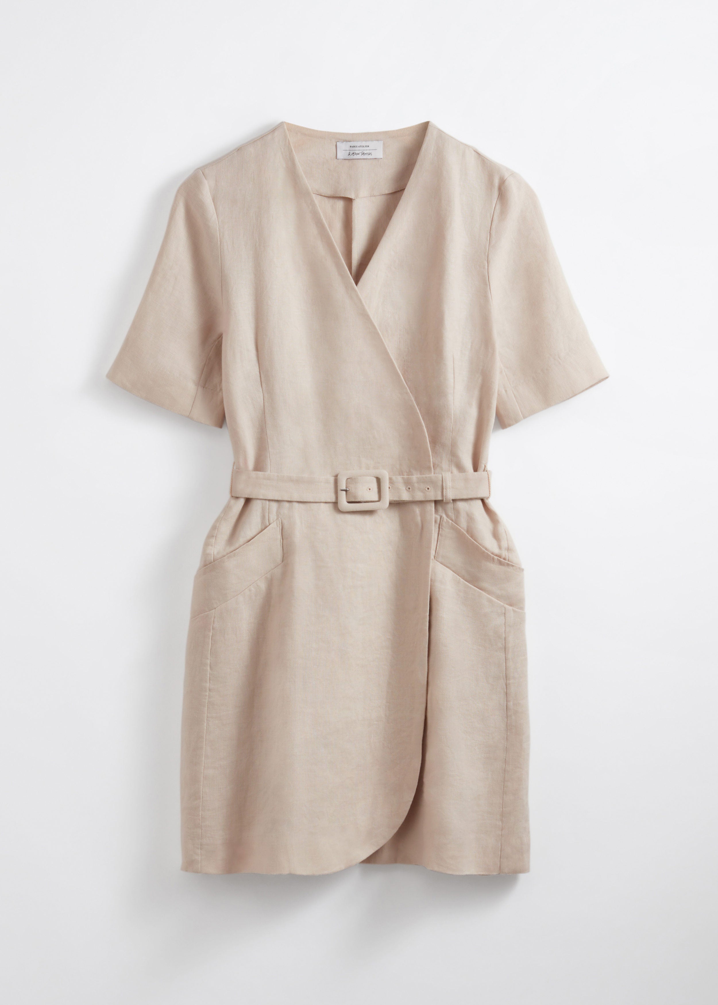 Pa Polina Dress In Beige Linen