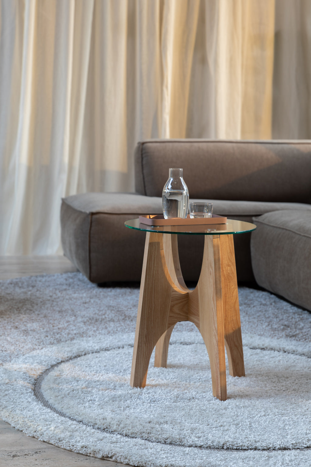 Kobe - Table D'Appoint - Verre - Naturel/Beige