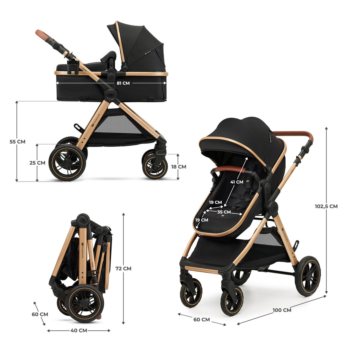 Passeggino Multifunzionale 3 In 1 Esme Pro Nero
