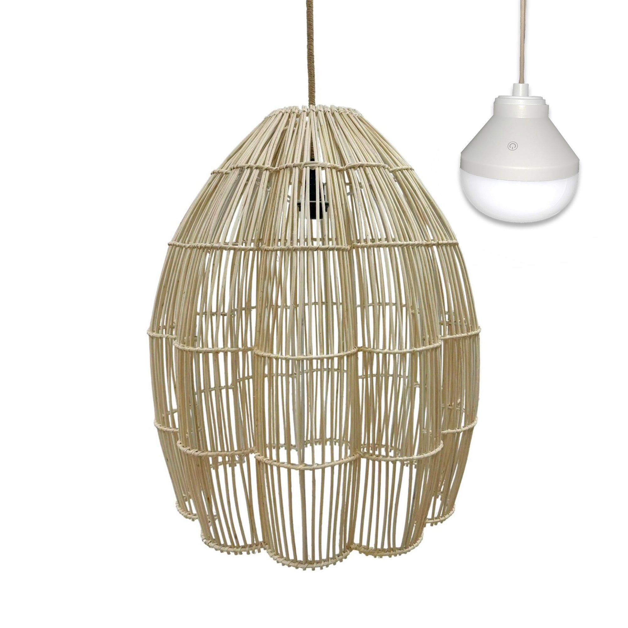 Avila - Wireless Pendant Light - Rattan - Beige
