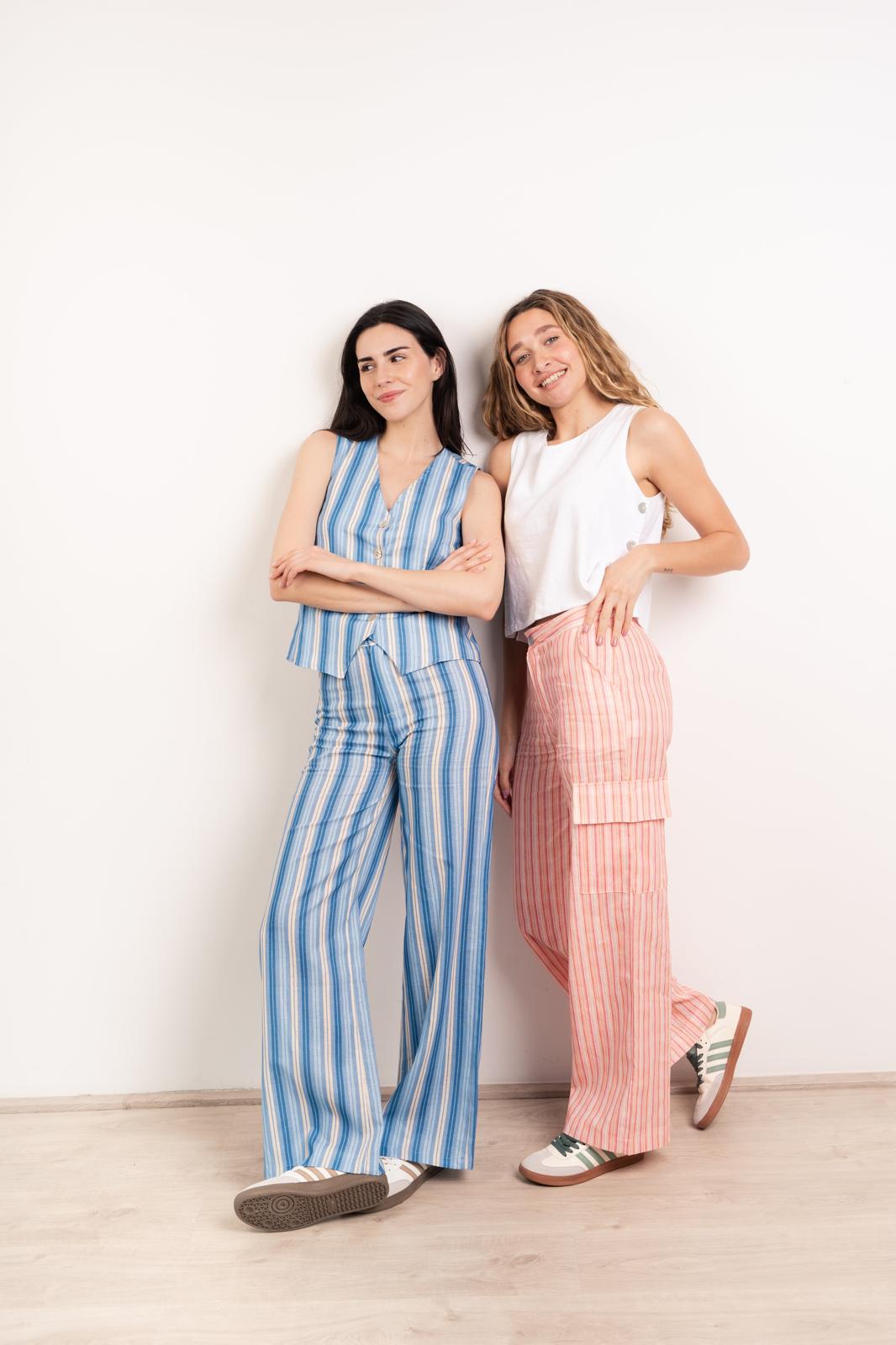 Ana Linen Trousers Blue