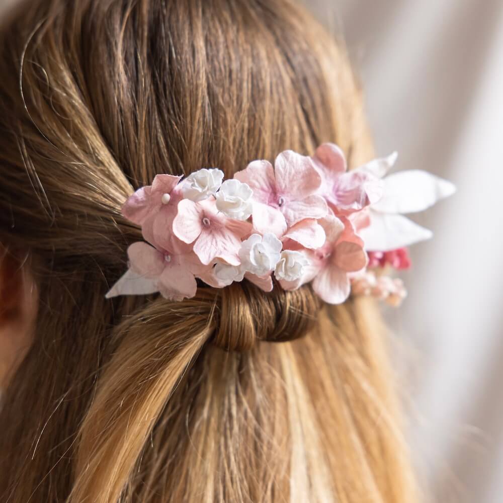 Peigne Fleurs En Papier Rose