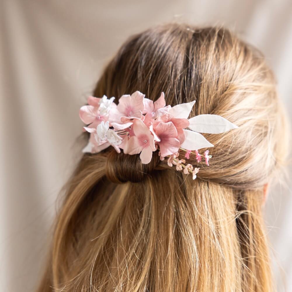 Peigne Fleurs En Papier Rose