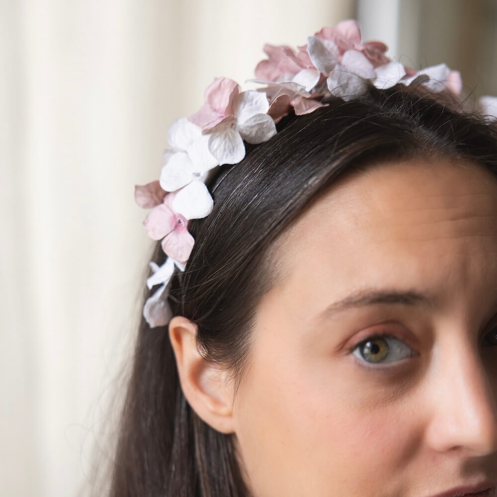 Serre Tête En Papier Blanc Et Rose S
