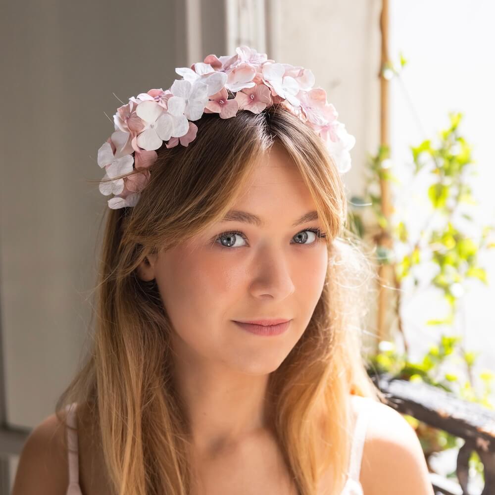 Serre Tête En Papier Blanc Et Rose L