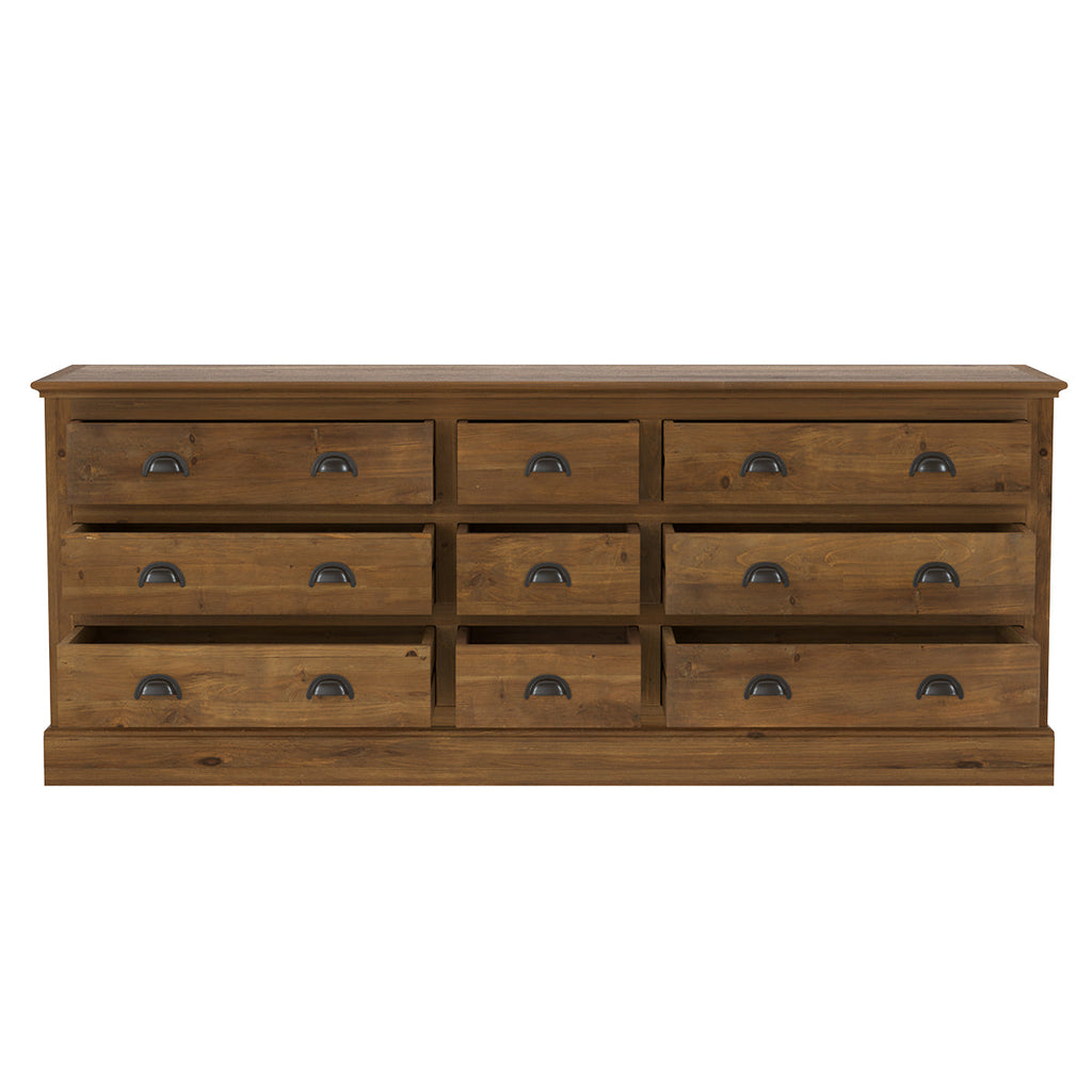 Tobias - Buffet 9 Tiroirs En Bois De Cèdre Recyclé