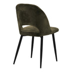 Pénélope - Lot De 2 Chaises En Velours Vert Et Pieds En Métal Noir