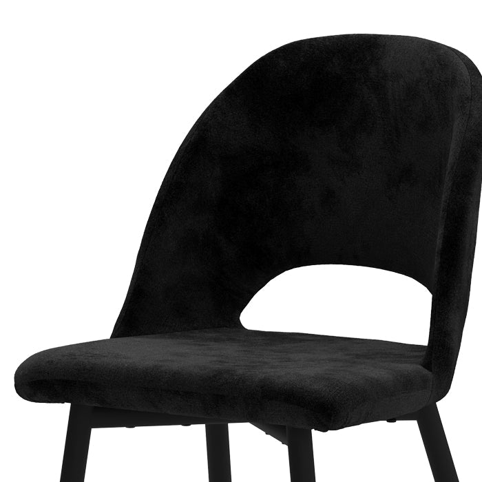 Pénélope - Lot De 2 Chaises Noires En Velours Et Pieds En Métal