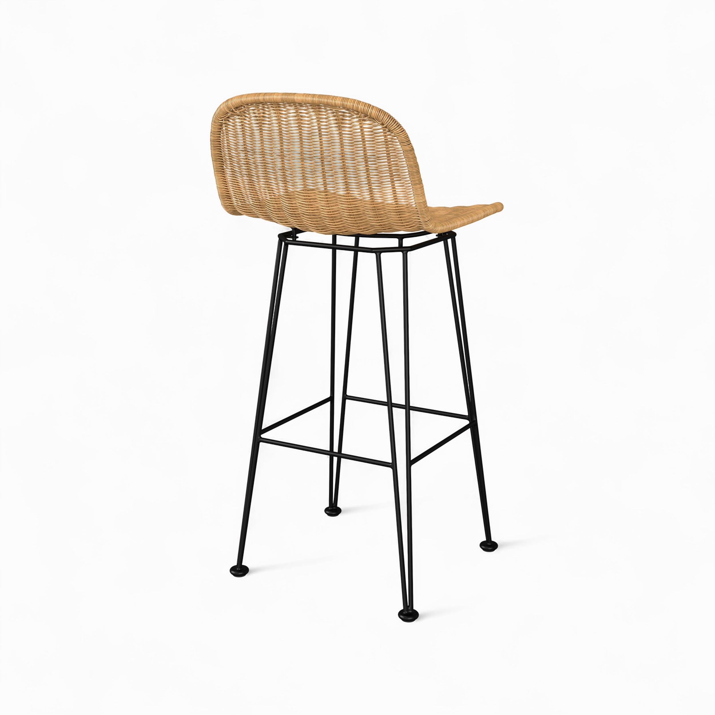Jigani - Lot De 2 Chaises De Bar En Résine Tressée Marron