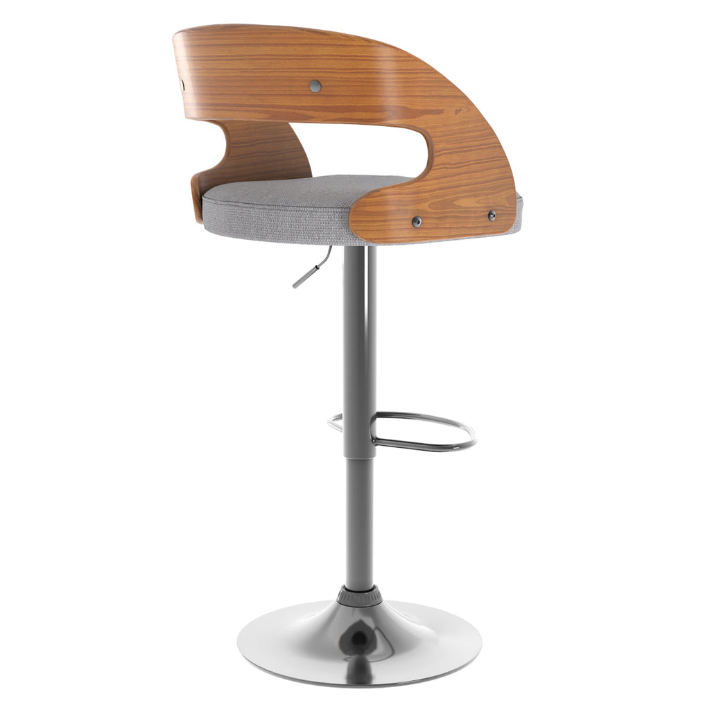 Louis - Chaise De Bar Réglable En Tissu Gris Clair