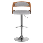 Louis - Chaise De Bar Réglable En Tissu Gris Clair