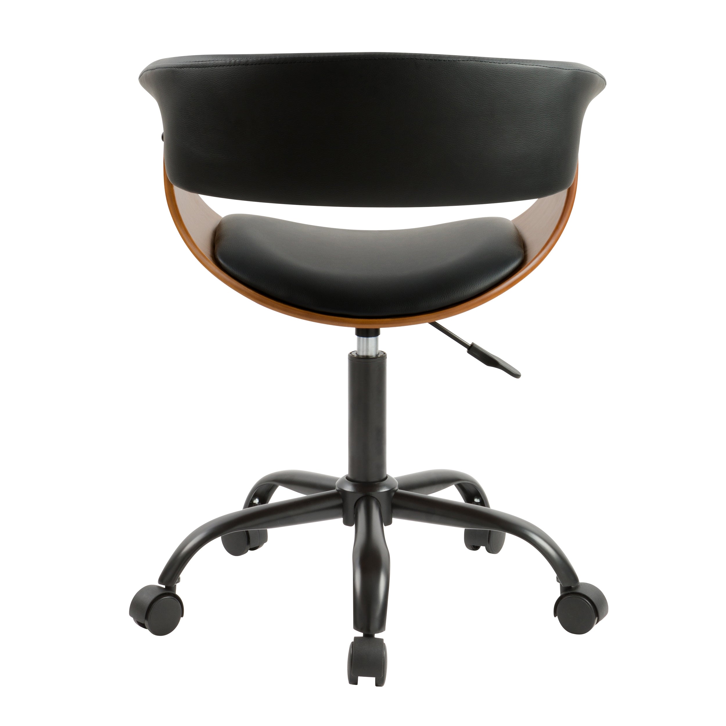 Basile - Chaise De Bureau Pivotante Sur Roulettes En Bois Et Pu Noir