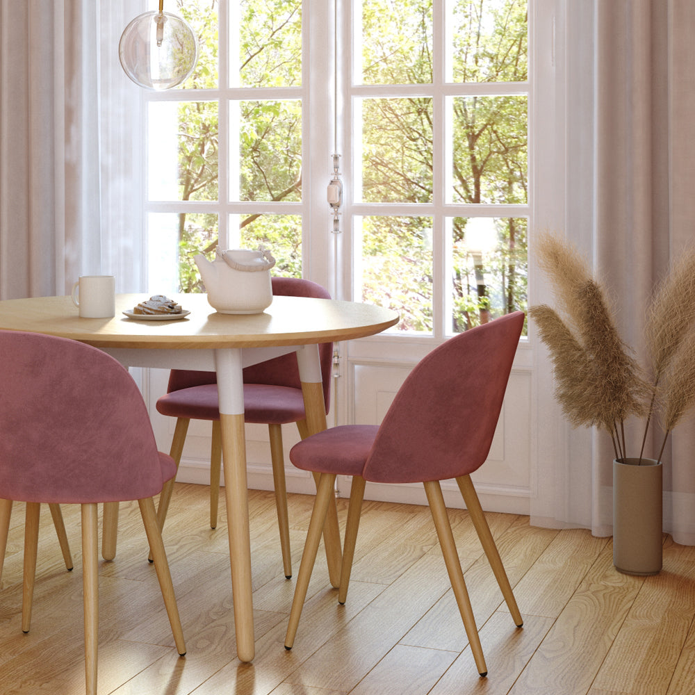 Cozy - Lot De 2 Chaises En Velours Rose Et Pieds En Métal