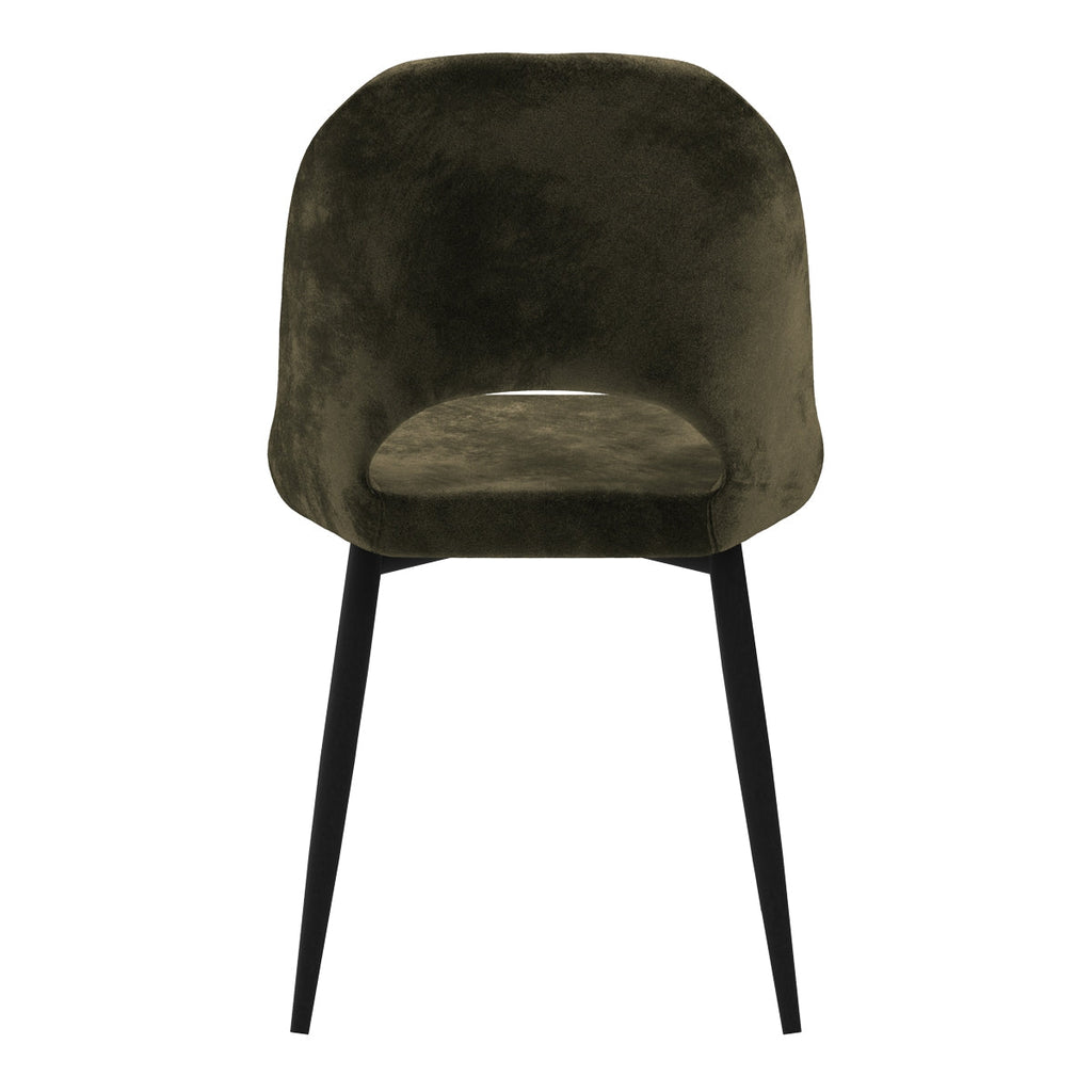 Pénélope - Lot De 2 Chaises En Velours Vert Et Pieds En Métal Noir