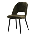 Pénélope - Lot De 2 Chaises En Velours Vert Et Pieds En Métal Noir