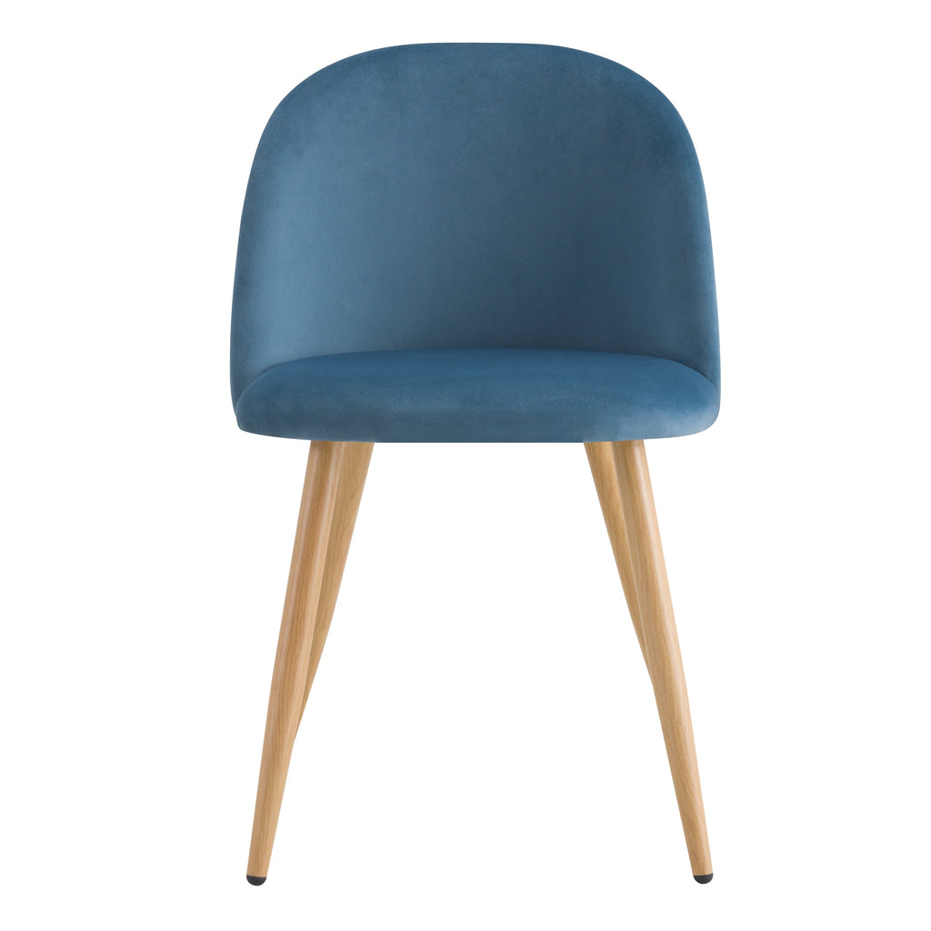 Cozy - Lot De 2 Chaises En Velours Bleu Et Pieds En Métal