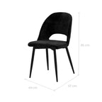 Pénélope - Lot De 2 Chaises Noires En Velours Et Pieds En Métal