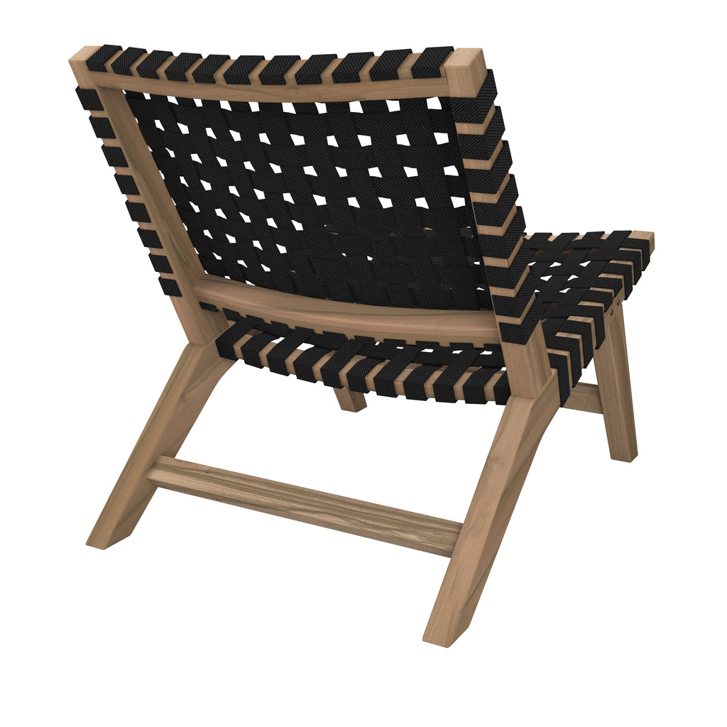 Tao - Sillón de jardín de teca y correas de tela negra