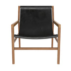 Apache - Sillón de Teca y Piel de Vaqueta Negra