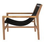 Apache - Sillón de Teca y Piel de Vaqueta Negra