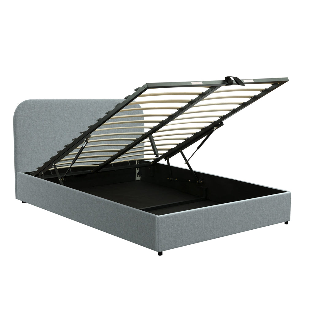 Tilly - Lit Double Avec Coffre En Tissu Gris