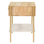 Doori - Table De Chevet 1 Tiroir En Bois De Manguier Et Marbre