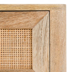 Félix - Table De Chevet 2 Tiroirs En Bois De Manguier Et Cannage