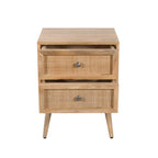 Cody - Table De Chevet 2 Tiroirs En Cannage Et Bois De Manguier