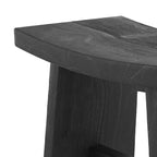 Eka - Tabouret En Bois De Teck Recyclé Peint En Noir