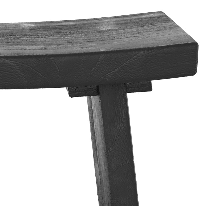 Eka - Tabouret En Bois De Teck Recyclé Peint En Noir
