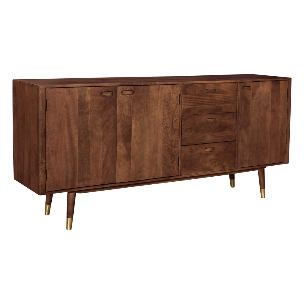 Colombo - Aparador De Madera Maciza 3 Puertas 3 Cajones Y Detalles Dorados