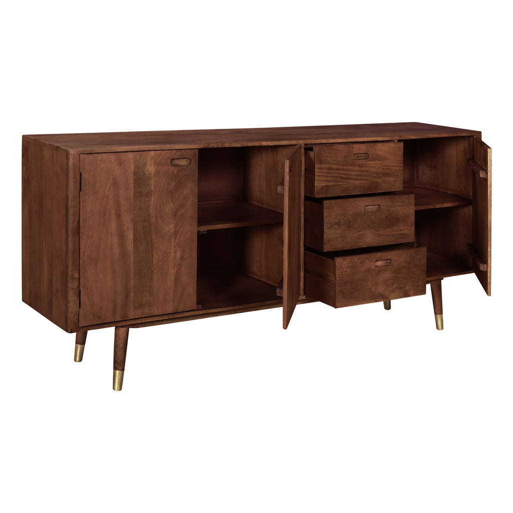 Colombo - Aparador De Madera Maciza 3 Puertas 3 Cajones Y Detalles Dorados