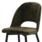 Pénélope - Lot De 2 Chaises En Velours Vert Et Pieds En Métal Noir